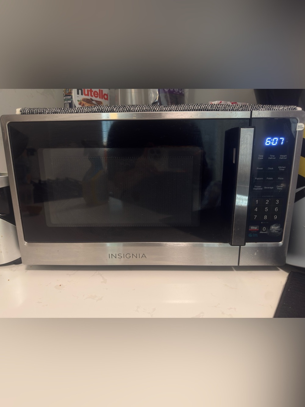 Insignia Stainless Steel Microwave with Black Door - Countertop Convenience